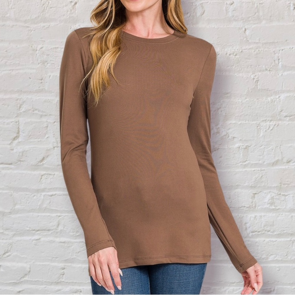 NEW Butter Soft Women’s Long Sleeve Tee Super Soft! Size Medium Mocha